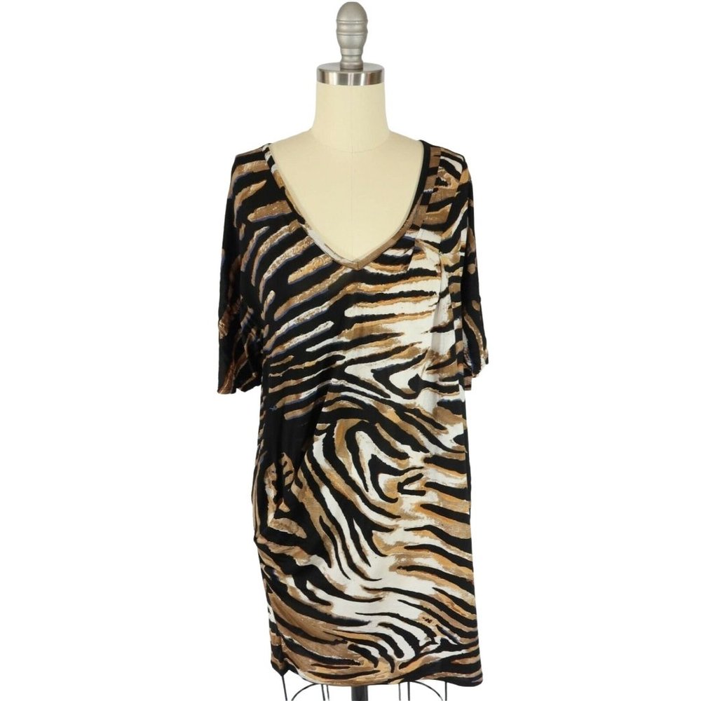Tracy Reese Black White Zebra-Print Mini Dress